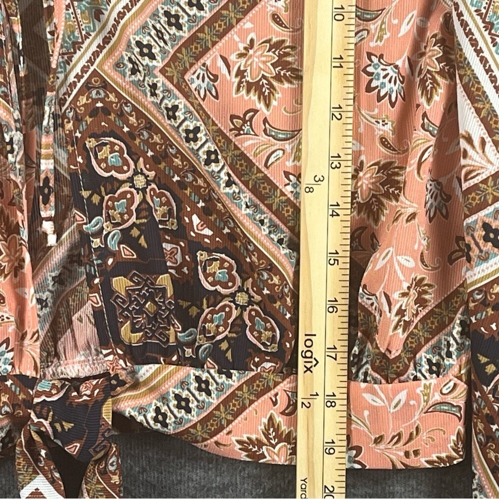 Willow & Root Patchwork Front Tie Long Sleeve Top - image 7